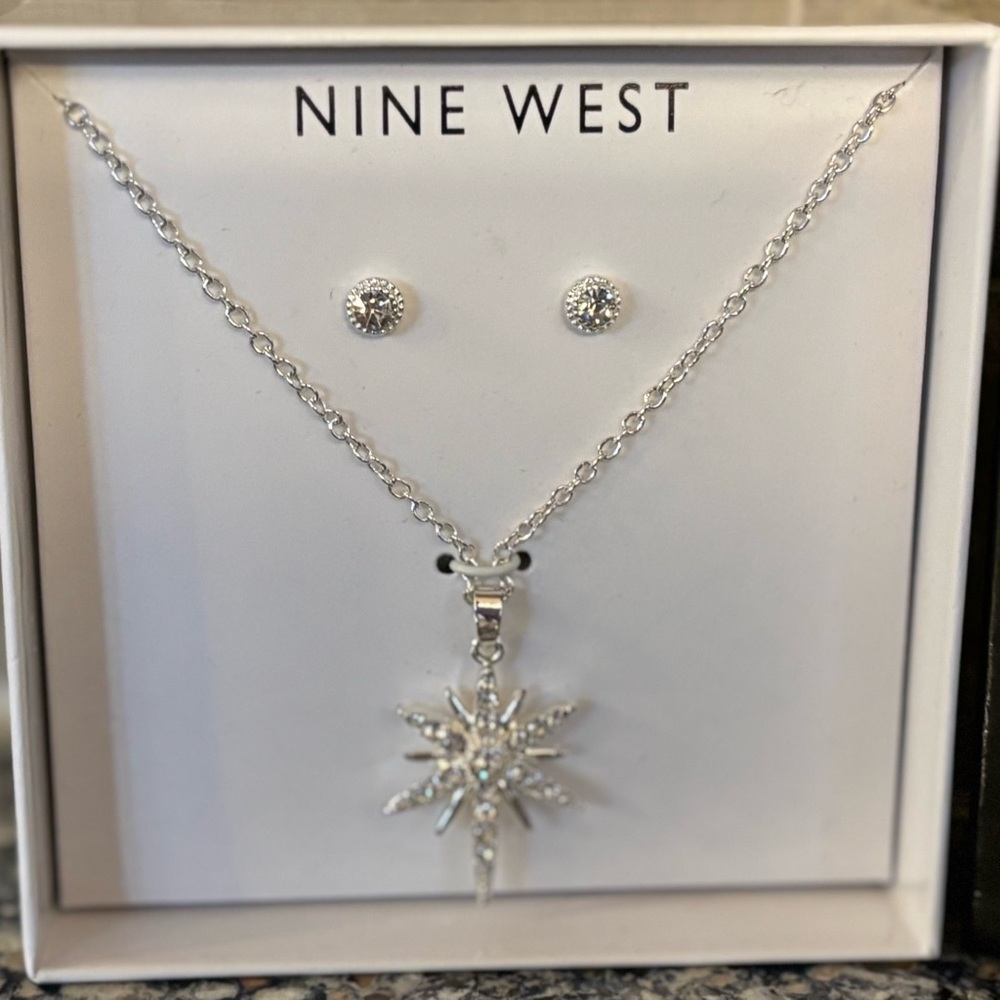 Nine West Silver Necklace and Earring Set - Picture 1 of 5
